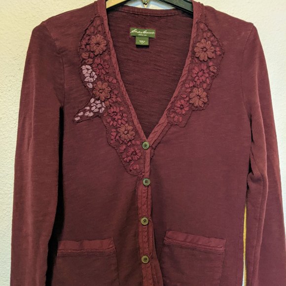 Eddie Bauer Embroidered Floral Cardigan - Picture 1 of 9